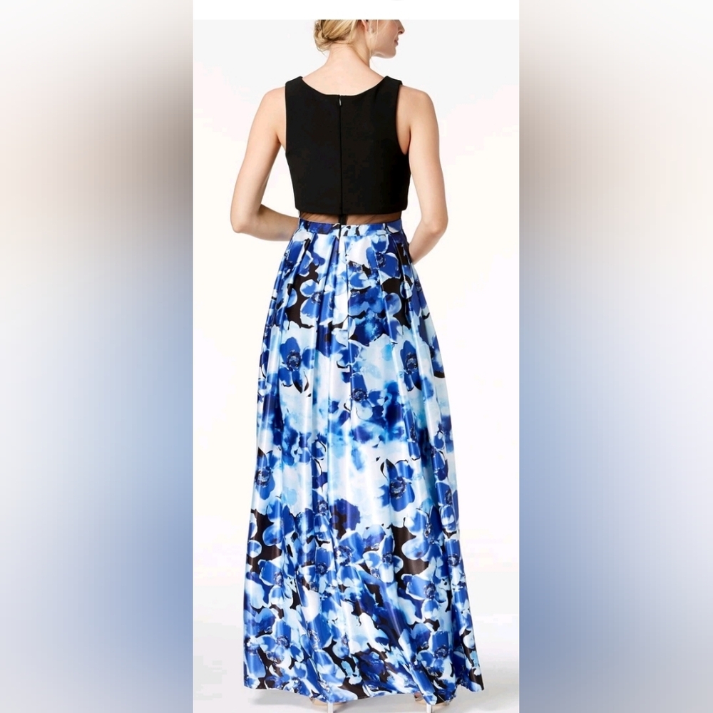 Blue Floral Maxi Skirt - Women's Elegant Printed Skirt - Picture 2 of 7